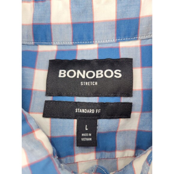 Bonobos Plaid Button Up Shirt Mens LG Blue Long Sleeve Cotton Preppy Casual - Picture 6 of 7